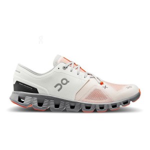Beige / Orange Men On Running Cloud X 3 Road Running Shoes | IN_ON8015