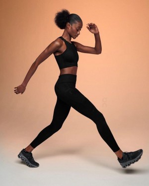 Black Women On Running Performance Tights | IN_ON8304
