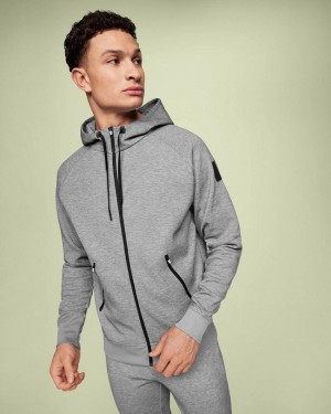 Grey Men On Running Zipped Hoodie | IN_ON8934