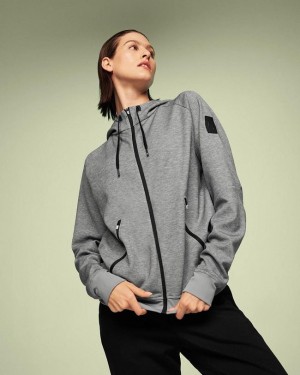Grey Women On Running Zipped Hoodie | IN_ON8266