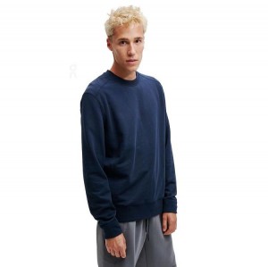Navy Men On Running Crew Neck Sweatshirts | IN_ON8797