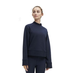 Navy Women On Running Crew Neck Sweatshirts | IN_ON8464